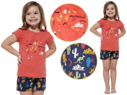 Piżama dziecięca ALDONA: koralowy/granatowy