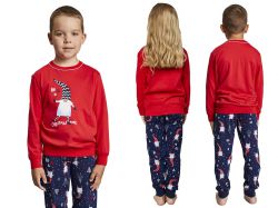 Piżama dziecięca SKRZAT: czerwony/granatowy