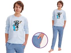 Piżama młodzieżowa KAROL: błękit/niebieski